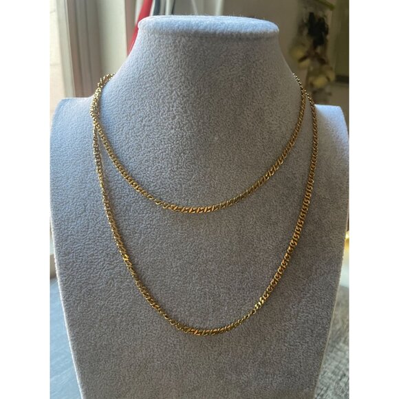 Monet Flat Miami Cuban 18" goldtone chain necklace Vintage signed - Picture 5 of 8